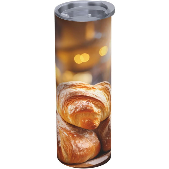 Кухоль з прямою трубочкою, 590 мл, дизайн пекарні, друкований, дорожній кухоль, підходить для кемпінгу, офісу та дому.