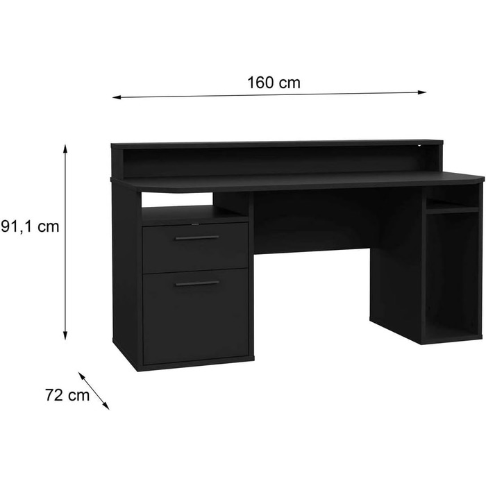 Ігровий стіл Forte Tezaur, 160 x 91 x 72 см, дерев'яний композит, чорний матовий