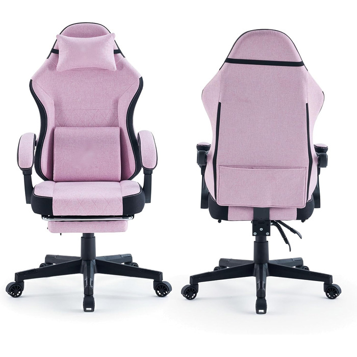 Ігровий стільчик з підставкою для ніг - м&39які підлокітники - регульована висота - рожевий