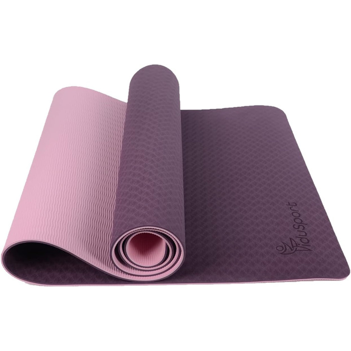 Тренажер Fidusport TPE Yoga Mat - Нековзний плечовий ремінь для фітнесу, пілатесу та гімнастики - Килимок для вправ з плечовим ременем і легкою конструкцією (світло-кораловий)