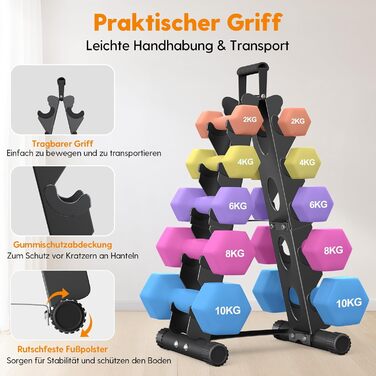 Рівнева металева стійка для штанг, А-подібна конструкція з ручкою, компактна фітнес-стійка для домашнього спортзалу (штанги продаються окремо), 5-