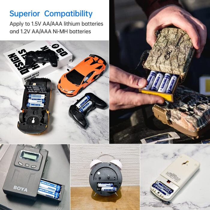 Зарядний пристрій XTAR BC8, 1,5 В, акумуляторні батареї, зарядний пристрій типу C для літій-іонних та 2 нікель-металгідридних акумуляторів типу AA/AAA (зарядний пристрій BC8), чорний, зарядний пристрій BC8