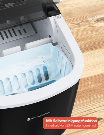 Машина для приготування кубиків льоду KitchenBrothers Small - Машина для подрібненого льоду - Машина для кубиків льоду, Кубик - Льодогенератор - Льодогенератор - Льодогенератор - Виробник кубиків льоду - Чорний