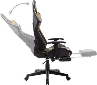 Ігрове крісло з підставкою для ніг, офісне крісло, ігрове крісло, обертове крісло, письмове крісло, чорно-золота штучна шкіра