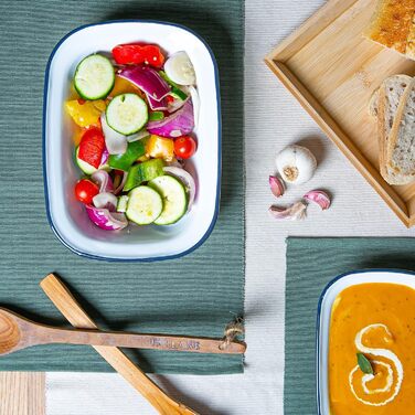 Форма для пирога Argon Tableware з білої емалі - 25,5 см - темно-синя