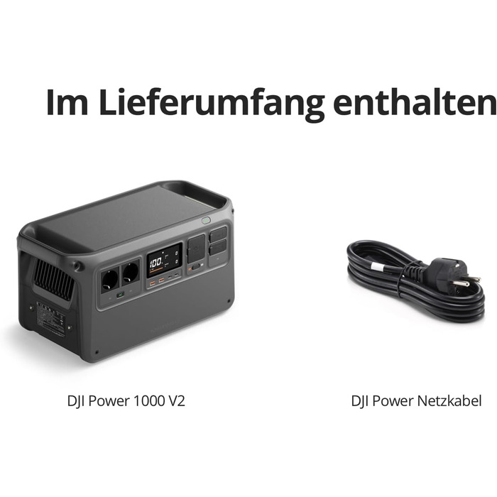 Портативна сонячна електростанція DJI Power 1000 V2 1024 Втгод, 2600 Вт, акумулятор LiFePO4, компактний розмір, швидка зарядка за 37 хвилин від 0 до 80, електрогенератор для кемпінгу/дому/фургонів на колесах