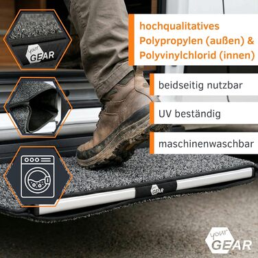 Килимок для сходів GEAR Mantua для автофургонів та караванів Килимок для електричних сходів 70,5 x 26 см Захисний килимок Нековзний та миється Не потребує свердління