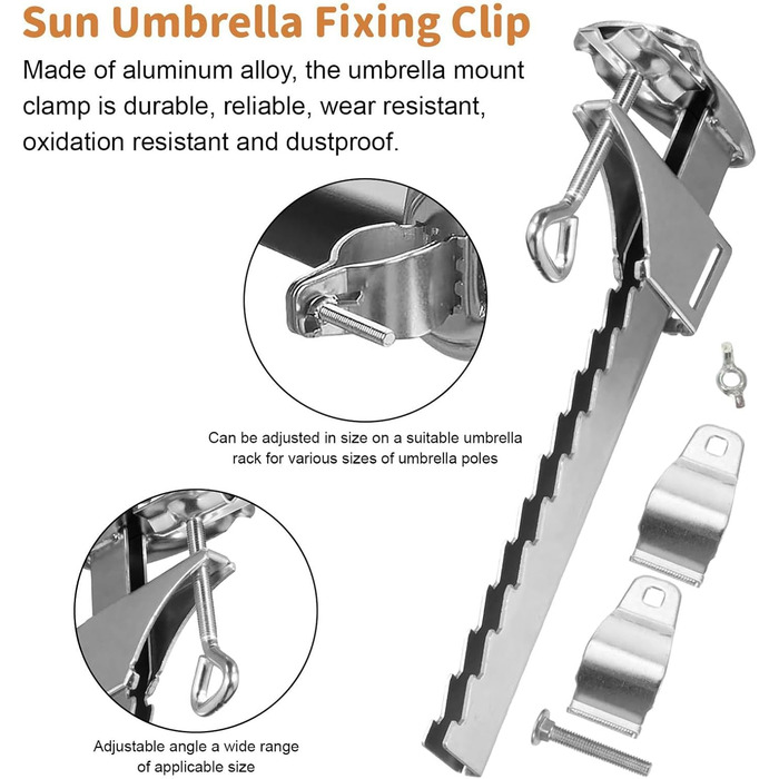 Тримач для парасолі, Затискач для парасольки, Тримач для парасольки з фіксованим затискачем, регульована товщина, Легке встановлення, Тримач для парасольки, Кронштейн для затискача парасольки для човнів, Двері багажника