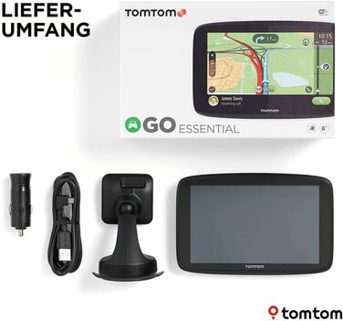 Навігаційний пристрій TomTom GO Essential (6 дюймів, уникнення заторів завдяки TomTom Traffic, оновлення карт Європи, дзвінки в режимі hands-free, оновлення через Wi-Fi) 6 дюймів Новий