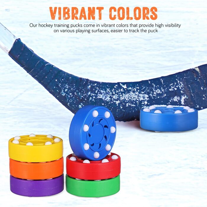 Набір із 6 хокейних шайб BESPORTBLE вуличні хокейні шайби з ABS-пластику для тренувань з хокею в приміщенні/на вулиці, роликового хокею барвисті та нековзні для дітей та дорослих