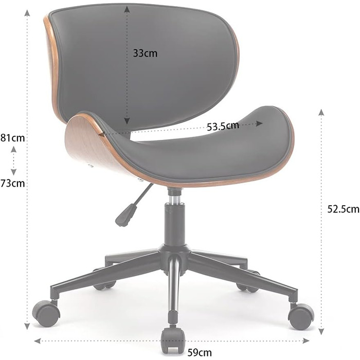 Дерев&39яне офісне крісло Mingone, комп&39ютерне крісло, ергономічне робоче крісло на 360, обертове крісло, дизайн крісла з крилами та колесами, регульована висота, шкіра, чорний колір, до 150 кг, чорні ніжки, стиль 1