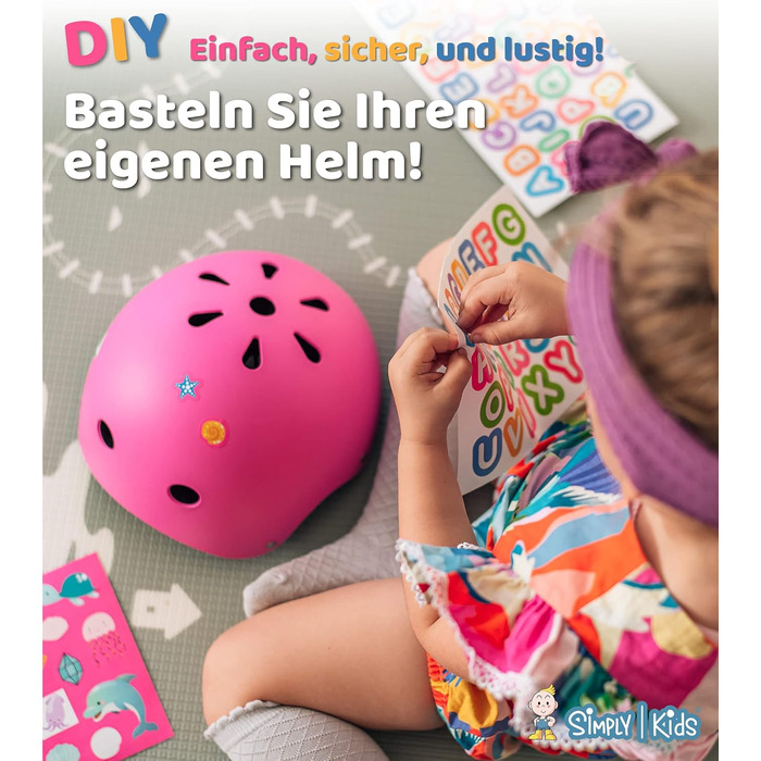 Дитячий велосипедний шолом Simply Kids з наклейками зроби сам I Сертифікований CPSC та CE дитячий шолом для скейтборду для велосип