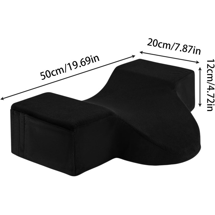 Подушка для вій для нарощування вій, вигнута подушка для шиї, салон краси, нарощування вій, подушка для шийного відділу хребта, ергономічний підголівник з кишенями для підтримки шиї та інструментів, чорна