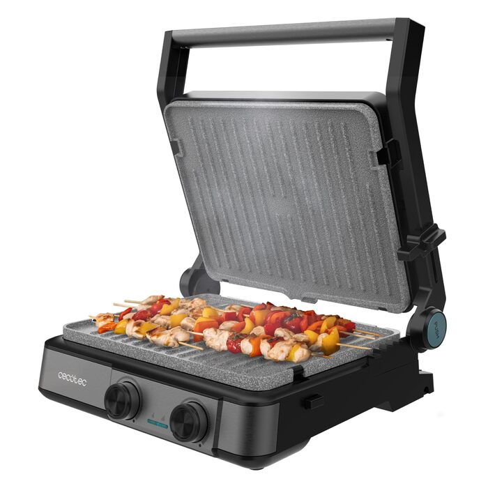 Електричний контактний гриль Cecotec Rock'nGrill 2200 Dual, розкриття 180, 29x23 см, 2200 Вт