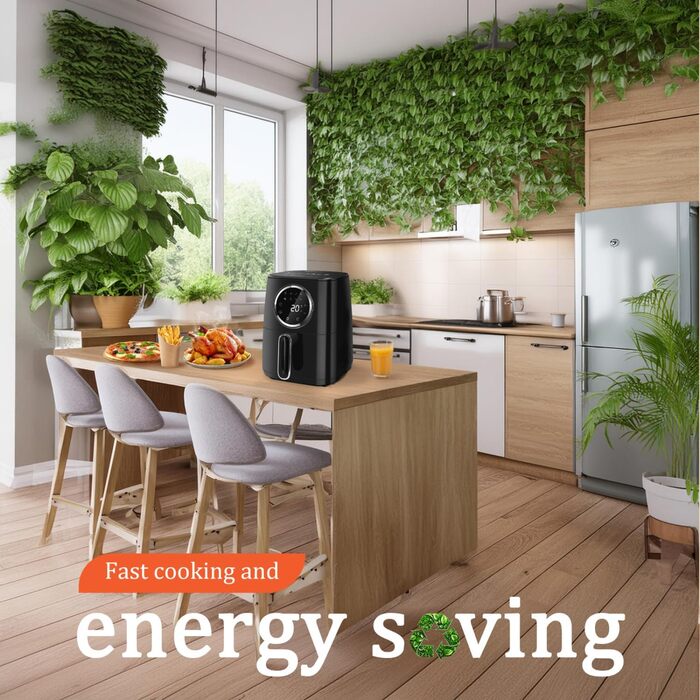 Аерофритюрниця Aigostar 4.2 л, гаряча фритюрниця XXL, фритюрниці без олії, 8 меню та рецептів, світлодіодний сенсорний екран, 1400 Вт, без бісфенолу А