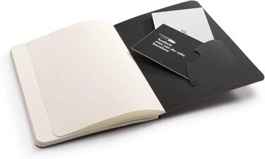 Кишенька для журналу Bullet Journal, 14,3x10,3 см, 46 пронумерованих подвійних сторінок, у крапку, чорна, кишеня на 3 аркуші - чорна, 1917 371123