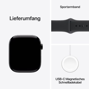 Розумний годинник Apple Watch Series 11 GPS 46 мм із алюмінієвим корпусом Diamond Black та чорним спортивним ремінцем (M/L). Оцінка сну, фітнес-трекер, відстеження здоров&39я, завжди ввімкнений дисплей, водонепроникність. Корпус M/L 46 мм Diamond Black/Bl