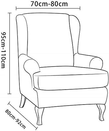 Чохол для крісла-крила EBETA, комплект із 2 предметів, жакардові чохли для крісел, еластичні чохли для підлокітників дивана, захисні чохли для крісел для читання та крісел-реклайнерів (оливково-зелений)