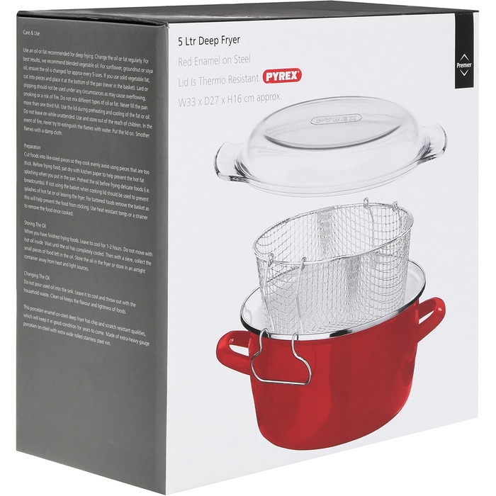Фритюрниця Premier Housewares 102114 Deep Fryer, емальована, 5 літрів, червона, 33 x 27 x 16 см Червона фритюрниця