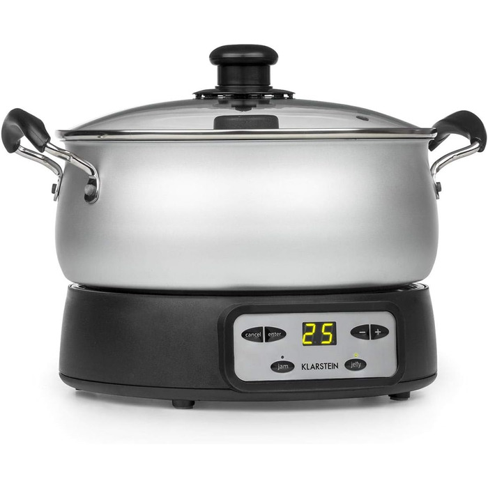 Варильна машина Klarstein Jam Session, 1000 Вт, 2 автоматичні програми, регульований час приготування, автоматична мішалка, внутрішня каструля з покриттям, каструля, яку можна мити в посудомийній машині, об'єм 3 літри 1000 Вт