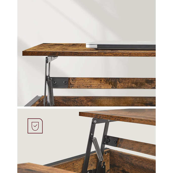 Журнальний столик VASAGLE, стіл для вітальні з регульованою висотою, журнальний столик, відкрите та приховане місце для зберігання, X-подібні стійки, 60 x 100 x (48-62) см, вінтажний коричнево-чорний LCT205B01 60 x 100 x (48-62) см Коричневий