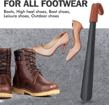 Ріжок для взуття металевий довгий 42 см - довгий ріжок для взуття з нержавіючої сталі, чорний ріжок для взуття довгий міцний зі шк