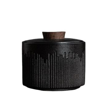 Керамічна банка з кришкою, маленька керамічна банка для чаю, банка для кави, портативна банка для чаю, банка для снеків, герметичне скло, декоративний контейнер для зберігання, органайзер для банок для цукерок (чорний)