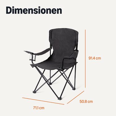 Портативний складний кемпінговий стілець Storeo Basics з підсклянником - вуличний стілець з міцною сталевою рамою - водонепроникний складний стілець з сумкою для перенесення - 50,8 см x 71,1 см x 91,4 см - чорний - 2 шт. у упаковці