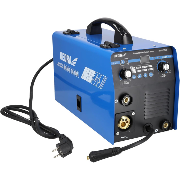 Інверторний зварювальний апарат DEDRA 200A IGBT MIG/MAG з функціями WIG, MMA, Hot Start, Anti Stick, Arc Force та LCD-дисплеєм