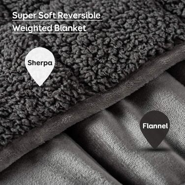Обтяжена ковдра Sivio для дорослих, 7-кілограмова шерпа-ковдра з м&39якою фланеллю, двостороння, розмір &quotqueen-size&quot, надзвичайно тепла, затишна, пухнаста обтяжена ковдра, 150x200 см, сіра