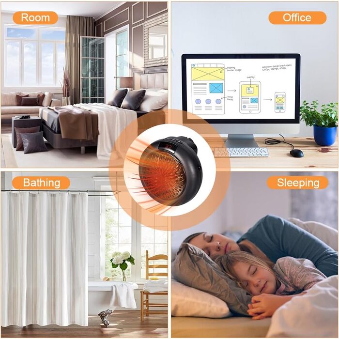 Міні-вентилятор-обігрівач, що підключається до мережі, 800 Вт, підключається до мережі, вентилятор-обігрівач з пультом дистанційного керування, портативний керамічний PTC-обігрівач для ванної кімнати, настінний підключається до мережі, вентилятор-обігріва
