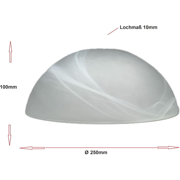 Змінне скло Лампа Скло Алебастрове скло Кругле світло Матове Ø 250 мм Абажур Скло Абажур Скло Декоративне абажурне скло