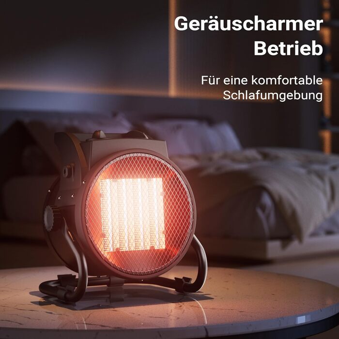 Керамічний обігрівач Wiltec потужністю 3 кВт, 3000 Вт з термостатом, вентилятор площею 40 м, 3 рівні потужності