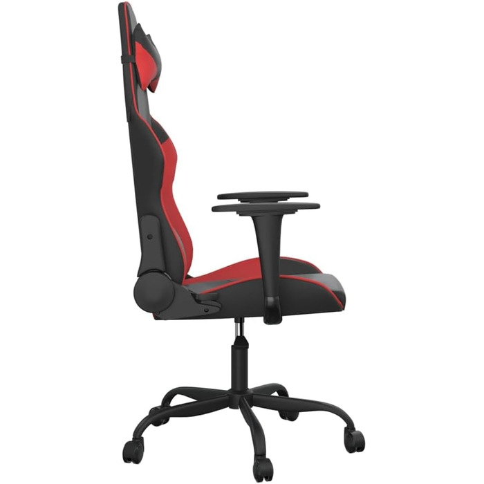 Геймерське крісло, чорно-червона штучна шкіра, з регульованою спинкою та висотою, офісне крісло з поворотом на 360 градусів, коліщатками для надійної стійкості та з міцного матеріалу, 37 x 45 см (Ш x Г), червоне