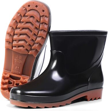 Чоловічі чорні водонепроникні гумові чоботи для саду, чоловіче дощове взуття, гумові черевики, чоловіче взуття 13 (коричневий, 40)