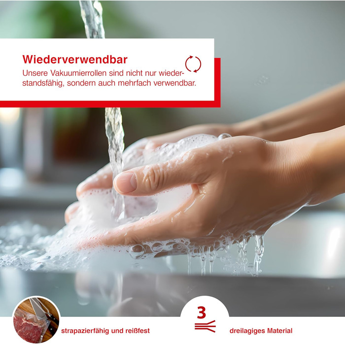 Рулони вакуумного пакувальника Solis 40 x 600 см для вакуумних пакувальників, 2 рулони для вакуумних пакетів для приготування та заморожування, нарізана за розміром та багаторазова вакуумна плівка, ідеально підходить для су-віду, 110 мкм, прозора