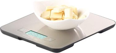 Цифрові ваги Rosenstein & Shne Цифрові кухонні ваги з нержавіючої сталі з таймером, до 15 кг, точність до 1 г (побутові ваги, ваги