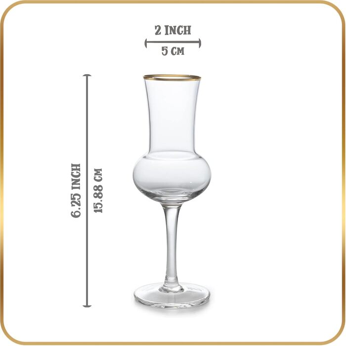 Кришталевий набір з 6 келихів для граппи, 85 мл, для напоїв після вечері, форма італійського тюльпана, дегустаційні келихи, ідеаль