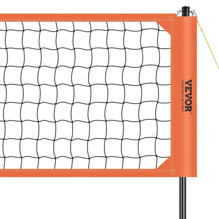 Комплект волейбольної сітки VEVOR зі збільшеним ігровим полем (9,7 x 2,4 м), портативний, з регульованою висотою, для пляжу та саду (з м'ячем та сумкою), помаранчевий