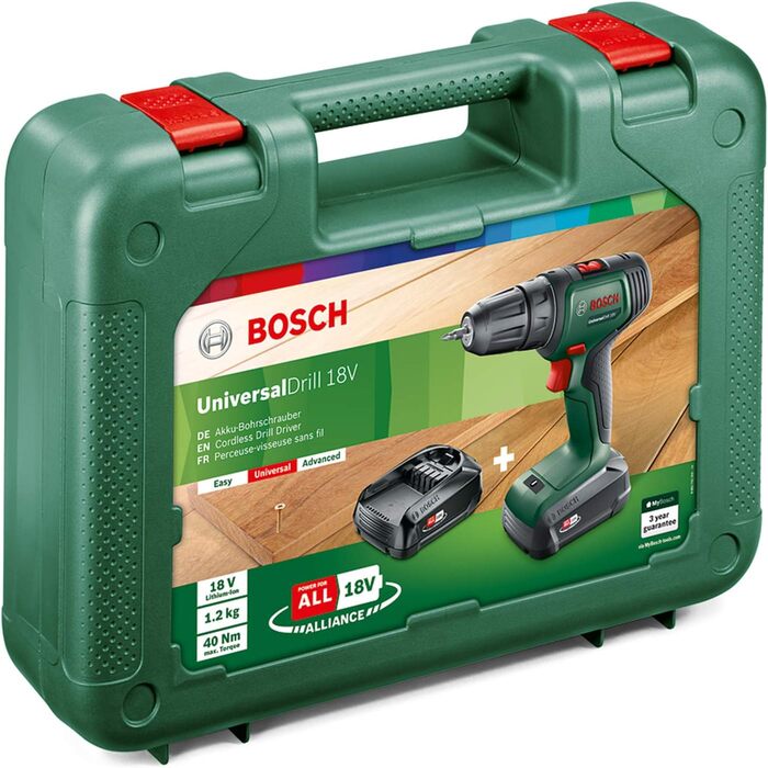 Акумуляторний шуруповерт Bosch UniversalDrill 18V (2 акумулятора, 18 вольт, у кейсі)