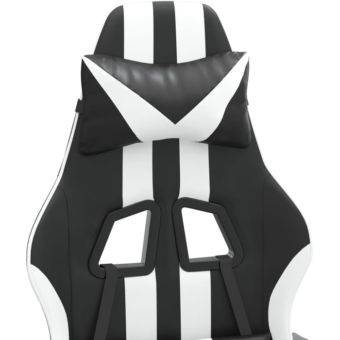 Поворотне ігрове крісло, чорно-біле, штучна шкіра, модель 349524