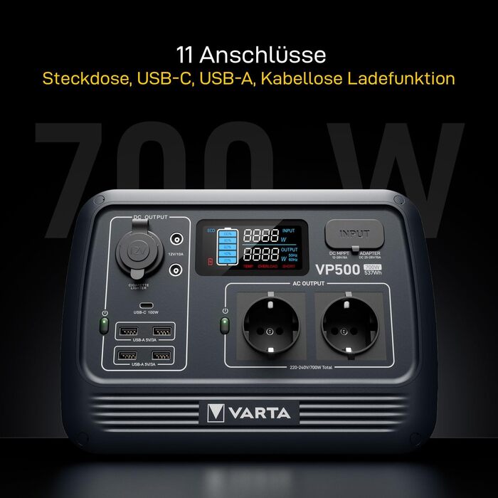 Портативна електростанція, генератор LiFePO4 537 Втгод, 700 Вт (пікова потужність 1400 Вт), акумулятор, аварійне живлення для кемпінгу, відпочинку та відключень електроенергії., 500