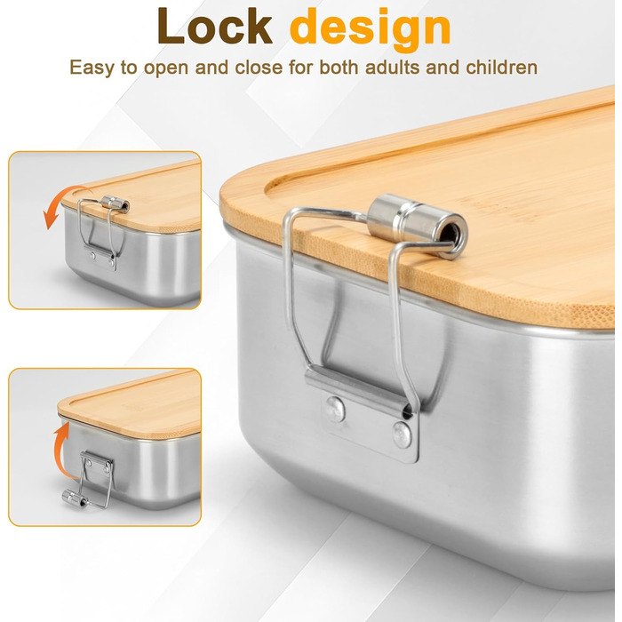 Ланчбокс Cozary з нержавіючої сталі, 1000 мл, для дорослих, з роздільниками, без BPA, герметичний бento-бокс з ущільнювачем для роботи, школи та пікніків