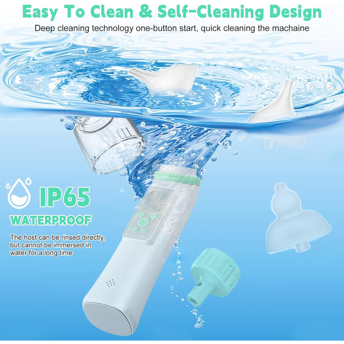 Назальний аспіратор дитячий електричний, акумуляторний назальний очищувач з 5 рівнями всмоктування та 3 силіконовими насадками, во