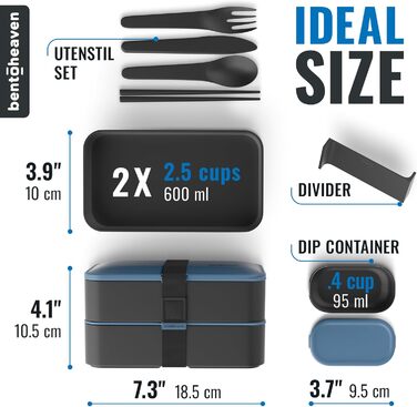 Преміум бенто-ланчбокс у 8 сучасних кольорах, 2 відділення, герметичний, з контейнером для соусу, перегородкою, японська бенто-скринька для дорослих та дітей, безпечний для мікрохвильової печі та посудомийної машини, блакитний