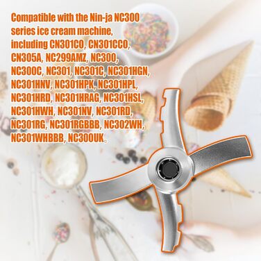 Змінне лезо весла, сумісне з Ninja Ice Creami Makers серії NC300, лезо для змішування з нержавіючої сталі для Ninja Creamerizer NC299AMZ NC301 CN305A CN301CO