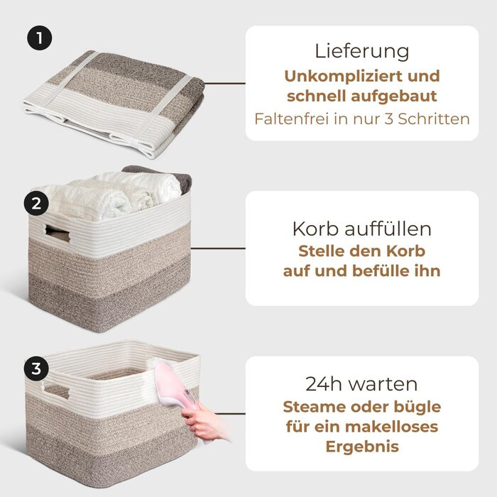 Великий кошик для зберігання - Прямокутний бавовняний кошик з ручкою - Великий кошик для ковдр, Вітальня - 46x36x30 см - Градієнтний жовтий - Плетений кошик для білизни - Зберігання іграшок, Дитяча кімната - 46x36x30 см Градієнтний жовтий