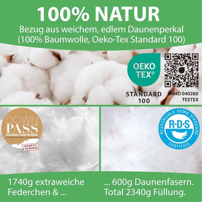 Подушка Welldora преміум-класу 80x80 100 пух та пір&39я Інноваційний дизайн Puff Cloud для максимального комфорту та ергономіки Подушка середньої жорсткості, медично протестована, сертифікована Oeko-Tex у Швейцарії, 80 x 80 см