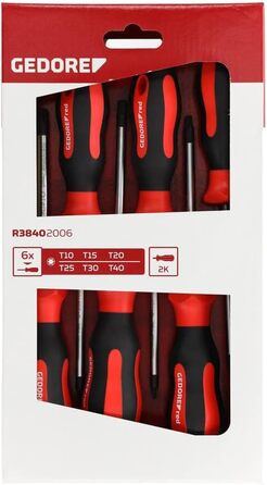 Набір викруток GEDORE red 6 предметів, набір викруток Torx, двокомпонентна ручка, сталь, інструмент, R38402006