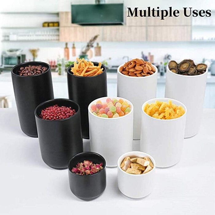 Керамічна банка для зберігання з кришкою, герметична ємність із запечатаною бамбуковою кришкою, кухонний контейнер для чаю, цукру, кави, квасолі, горіхів, спецій (біла, 800 мл)